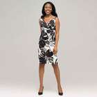 Black And White V-Neck Floral Dress, , small
