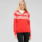 Long Sleeve Raglan Button Out Turtle Neck, Fire Red Multi, small